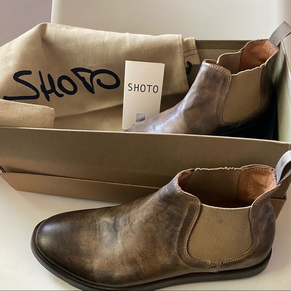 Shoto • Leather Ankle Boots Taupe Tamponato Sz 37 Made In Italy New In Box - Picture 6 of 16